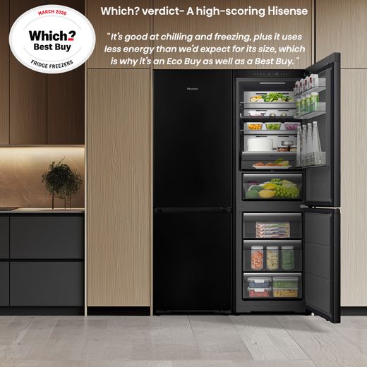 Hisense KitchenFit Eclipse Series RB5K330GSFC 186cm 60/40 Total No Frost Fridge Freezer - Black / Stainless Steel - Fridge freezer in room which award quote